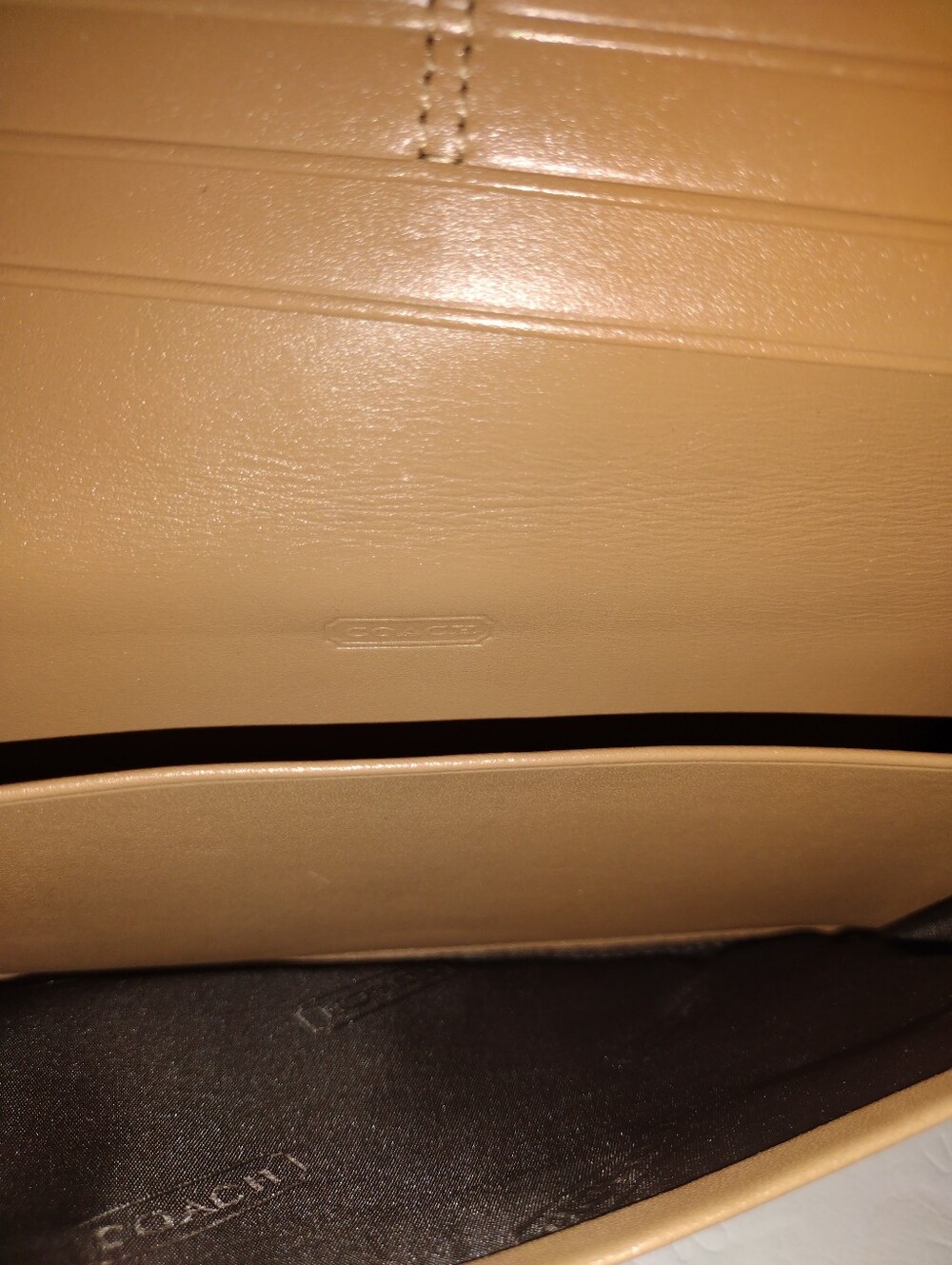 Coach Vintage Signature Kisslock Wallet Khaki Canvas Brown Leather Leatherware - Picture 6 of 8